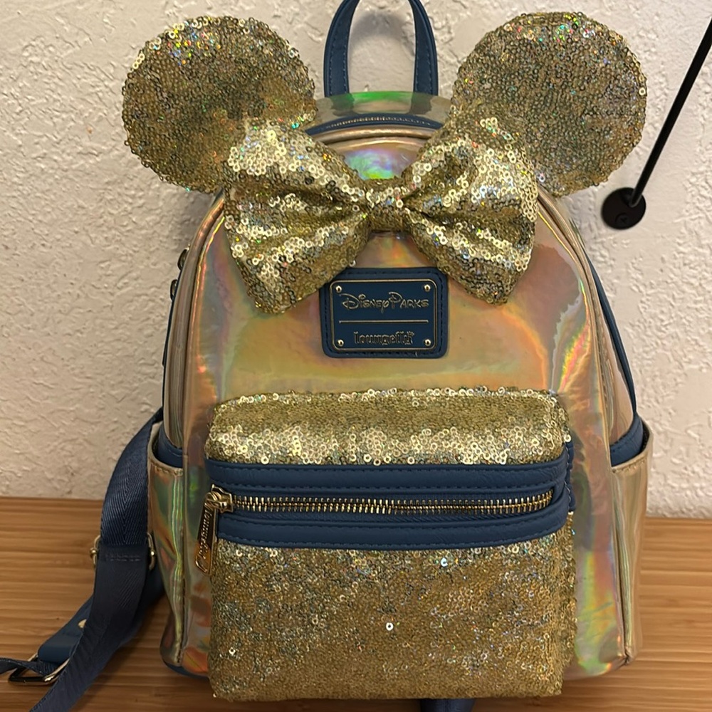 Loungefly Gold Backpack Disney Parks 50th Anniversary